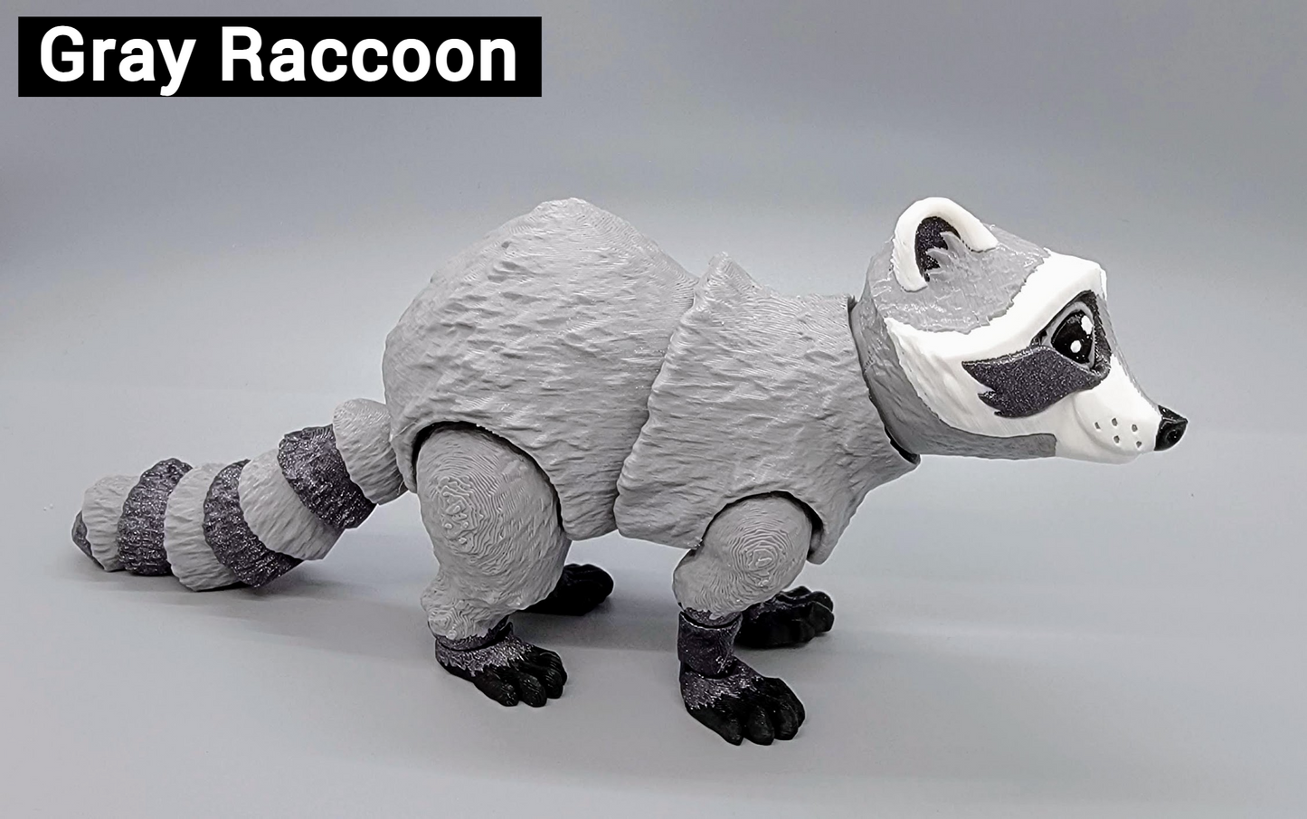 Articulated Raccoon Toy – 3D Printed Posable Fidget in 3 Sizes & Custom Colors