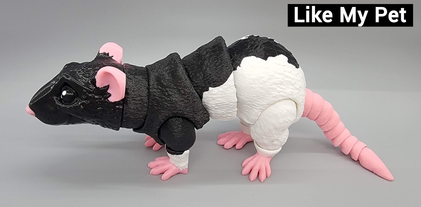 Articulated Rat Toy – 3D Printed, Custom Colors or Pet Match