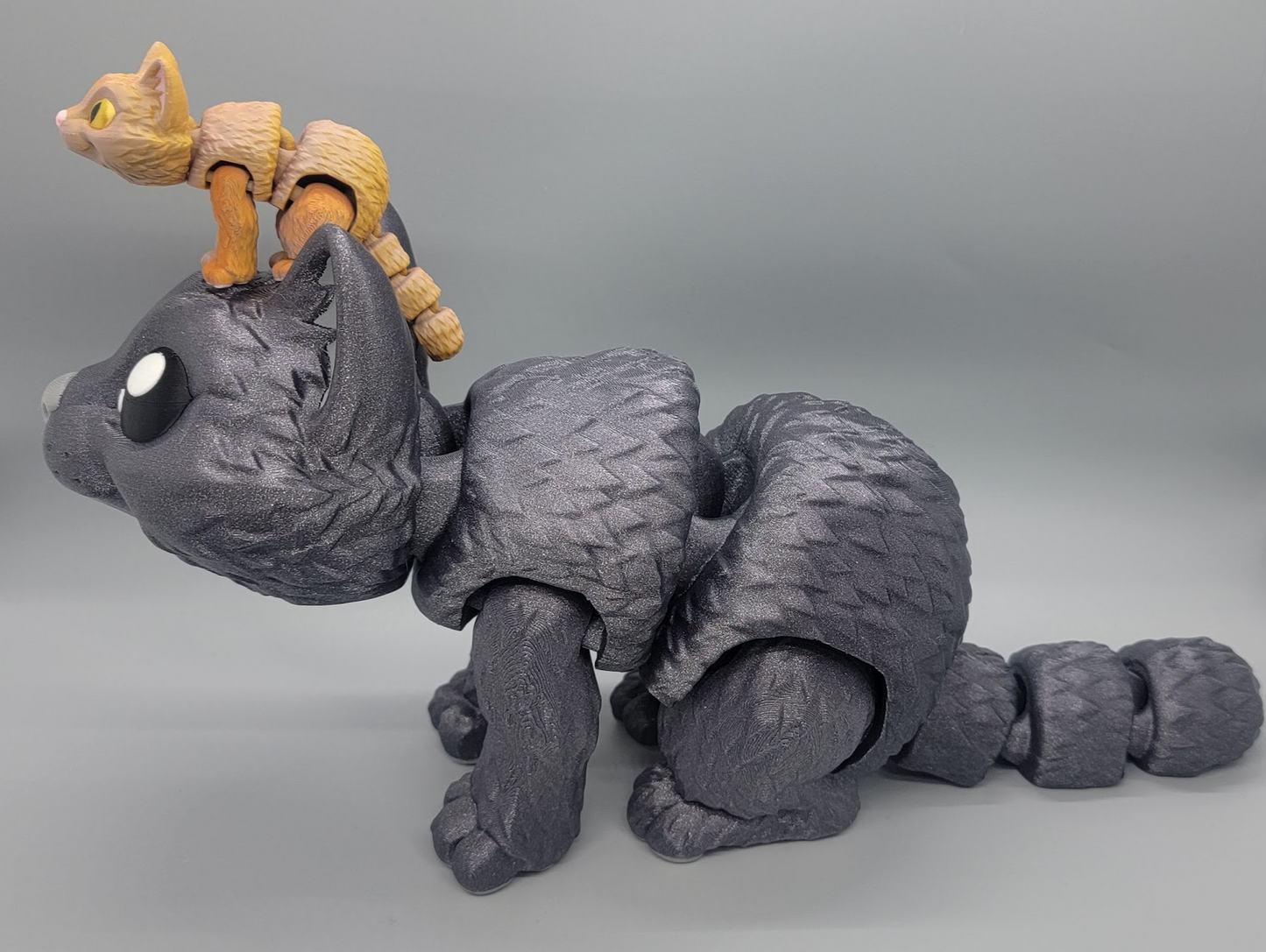 Mini juguete articulado para gatos: mascota inquieta impresa en 3D con cama o casita opcional, colores personalizados
