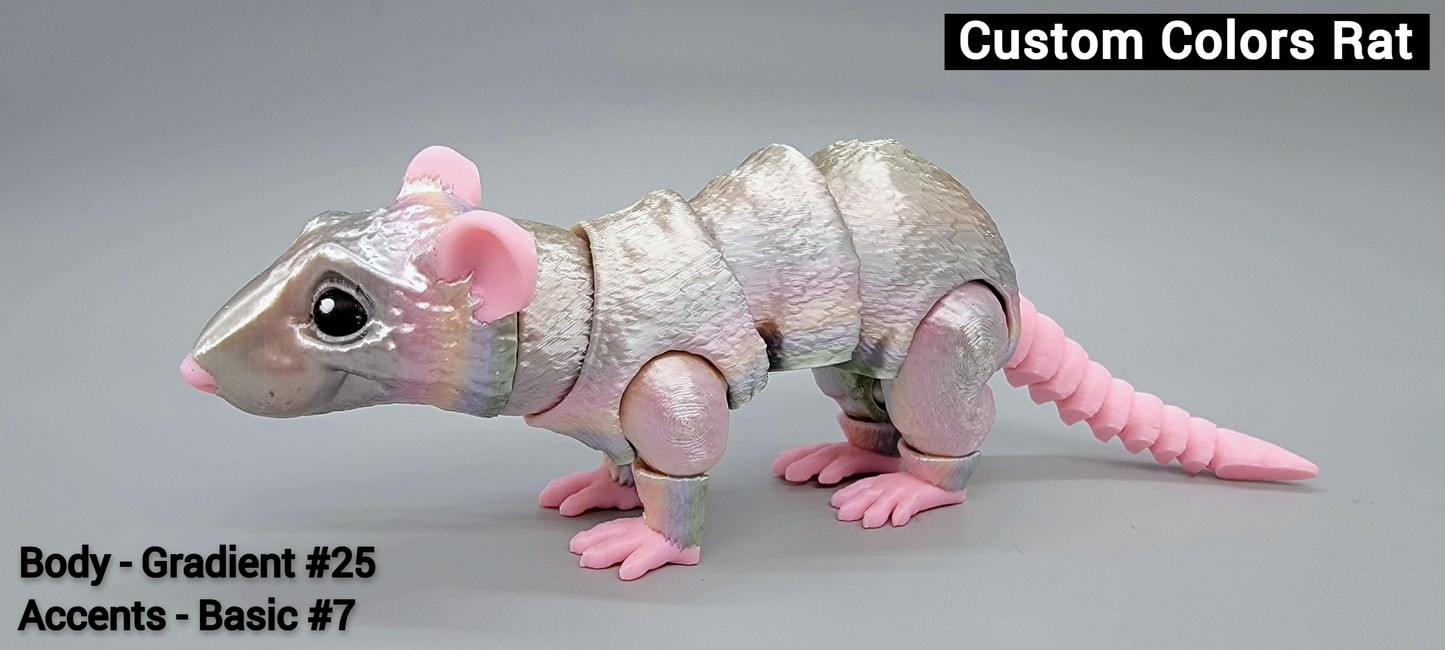 Articulated Rat Toy – 3D Printed, Custom Colors or Pet Match