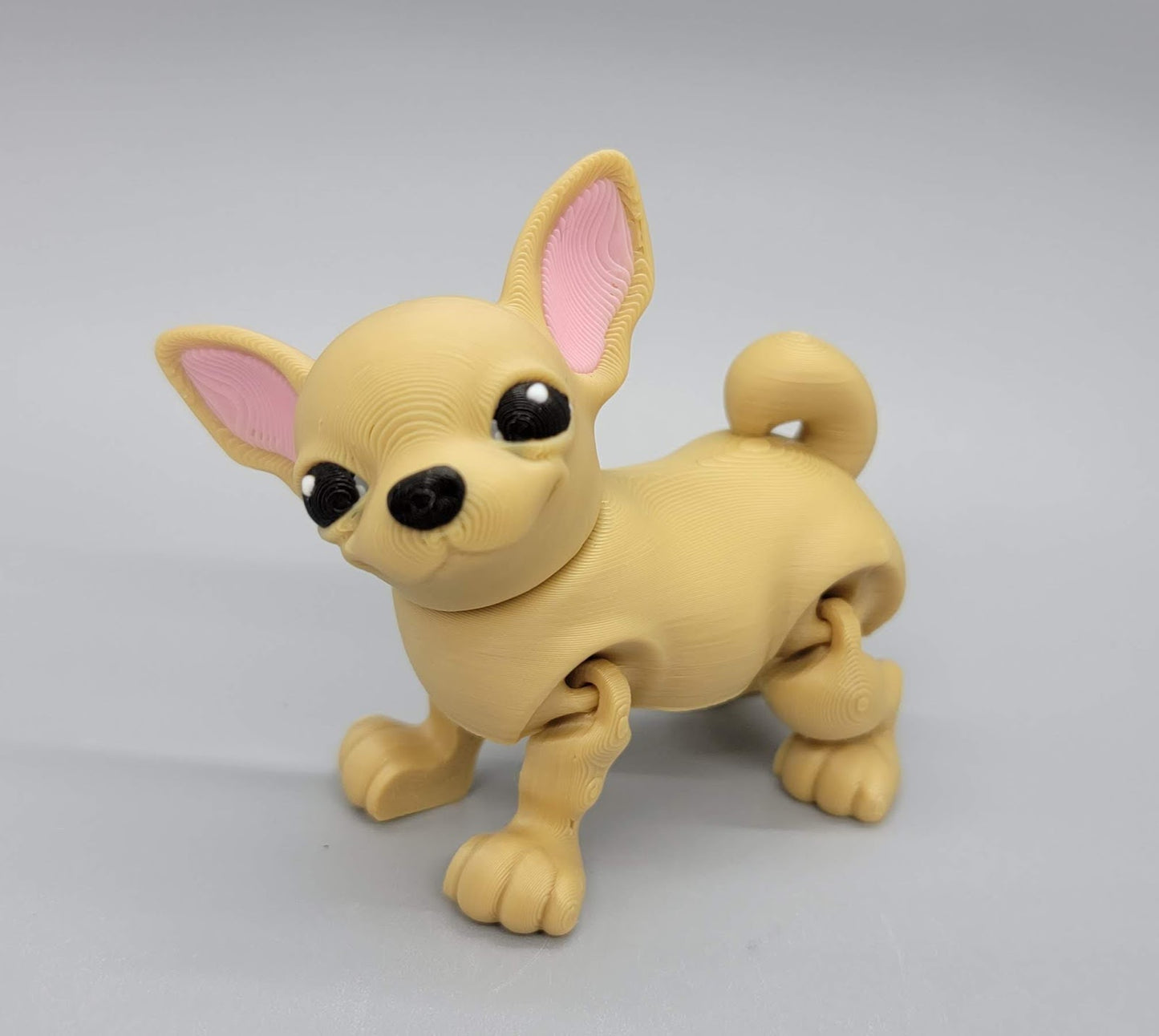 3D Printed Articulated Chihuahua Toy – Custom Faces & Colors in 2 Sizes