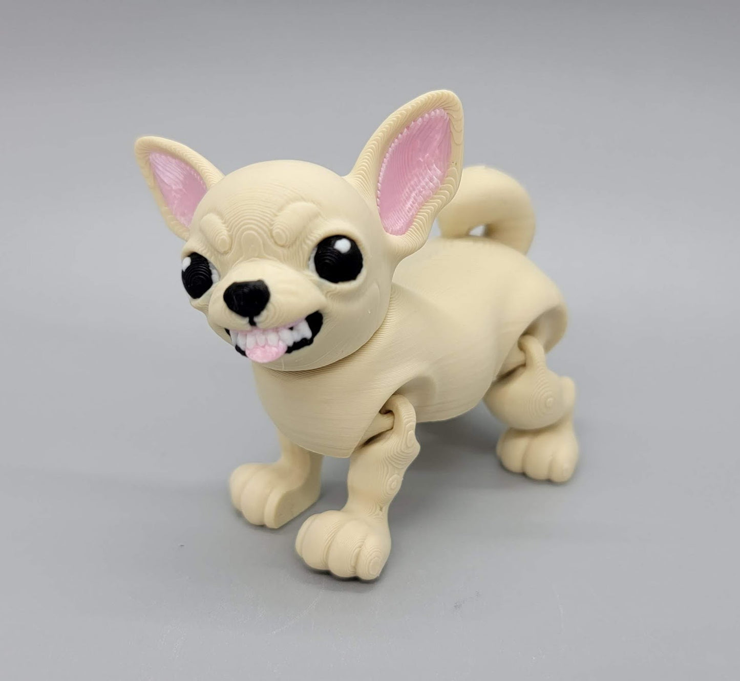 3D Printed Articulated Chihuahua Toy – Custom Faces & Colors in 2 Sizes