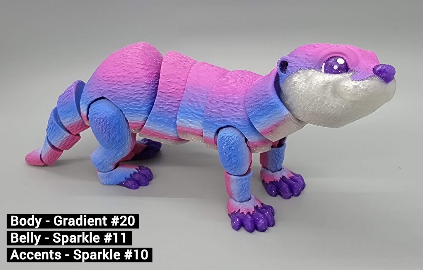 Articulated River Otter Toy – 3D Printed, Posable, Hand-Held Fidget, Custom Colors