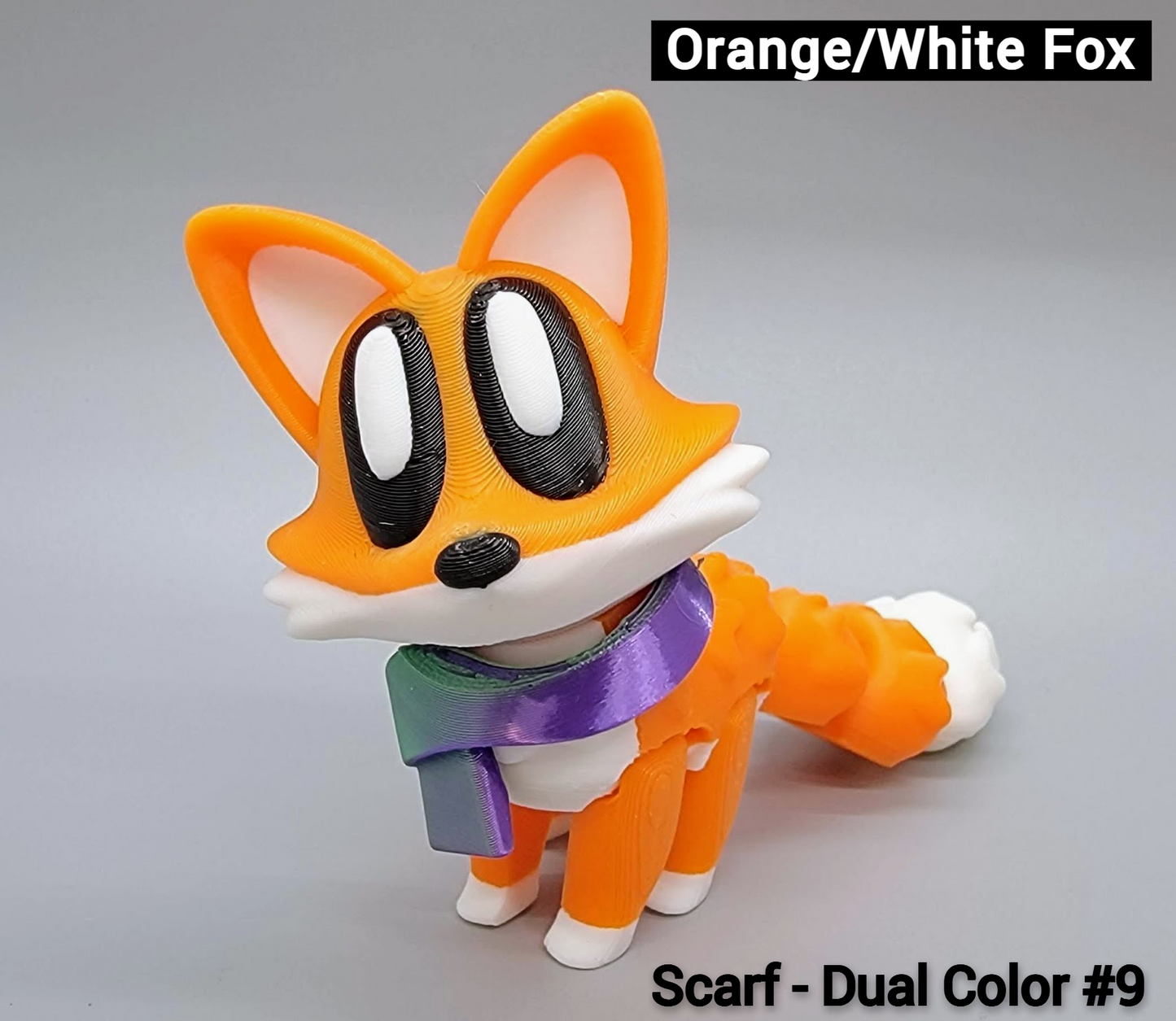 Articulated Blob Fox Toy with Custom Bandana or Scarf