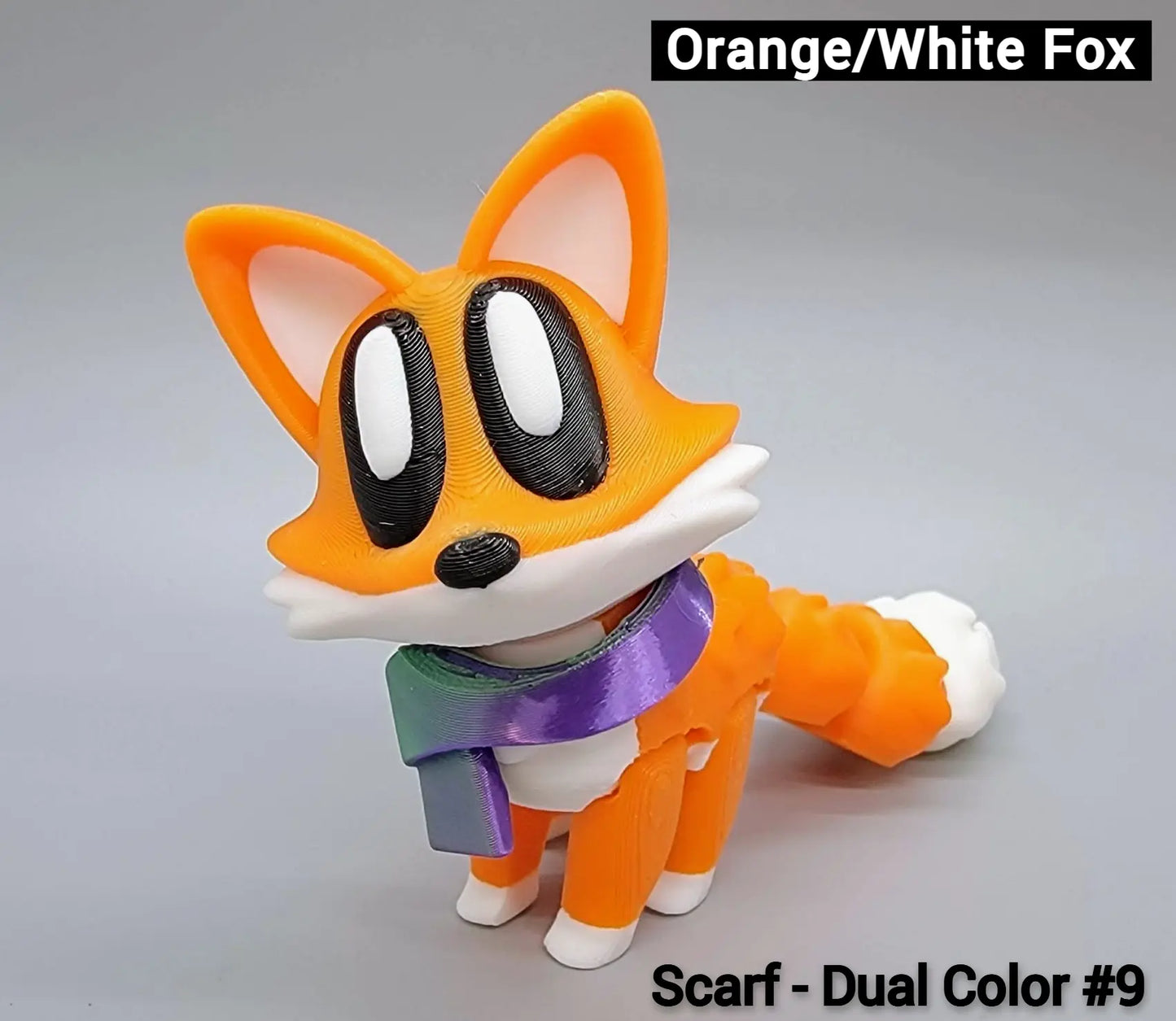 Articulated Blob Fox Toy with Custom Bandana or Scarf
