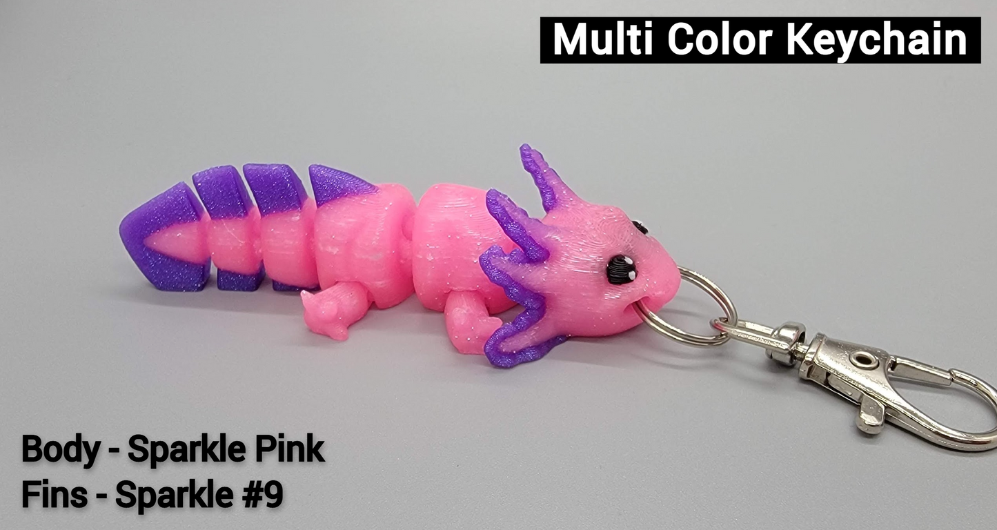 Mini Axolotl Toy or Keychain – 3D Printed, Flexible & Fun