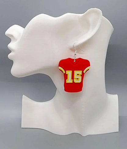 KC Chiefs Themed Custom Numbers Jersey Earrings