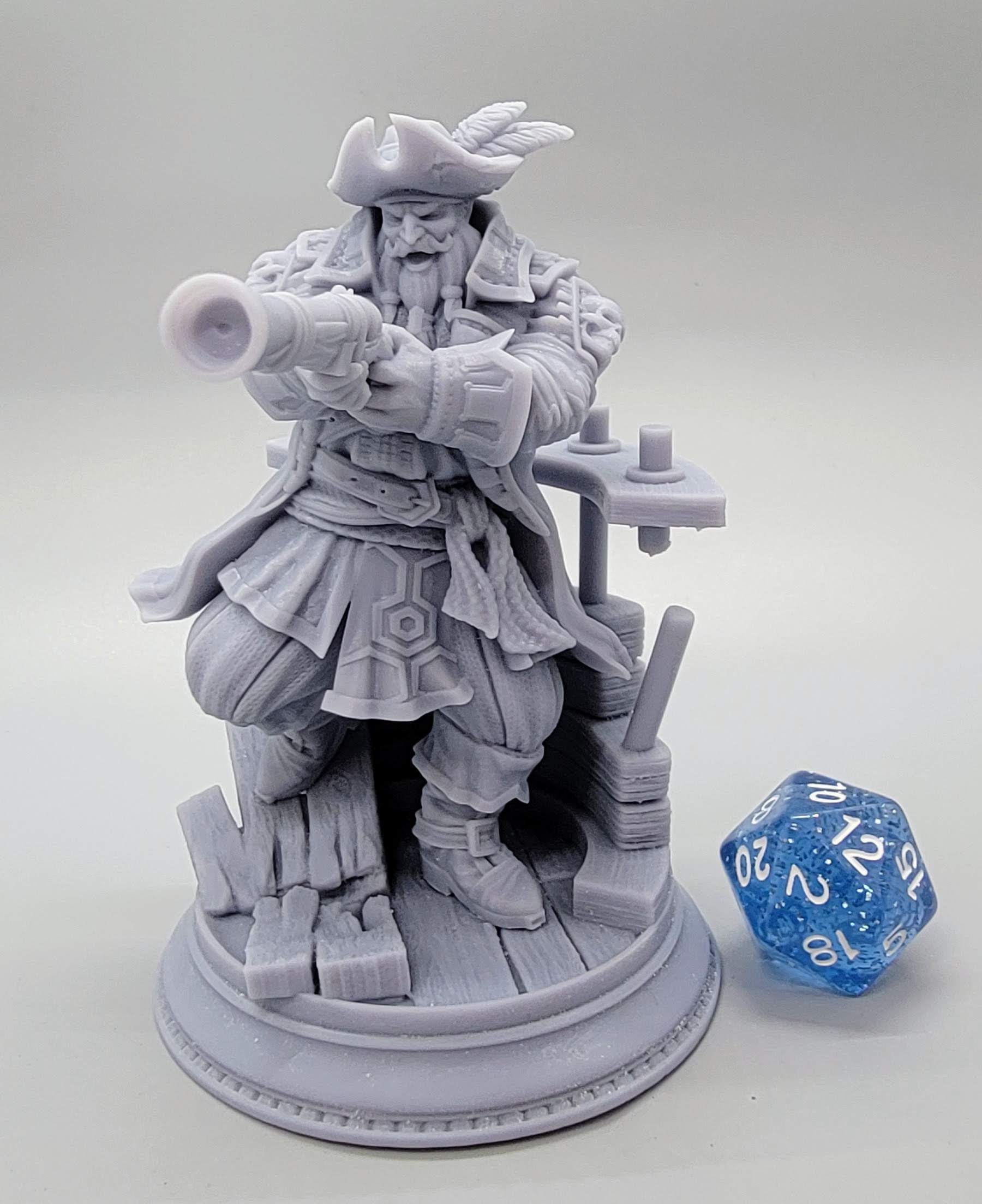 75mm Assembled Option Baradin Blackbeard - Captain of the Gilded Seahorse by D&K Custom Prints