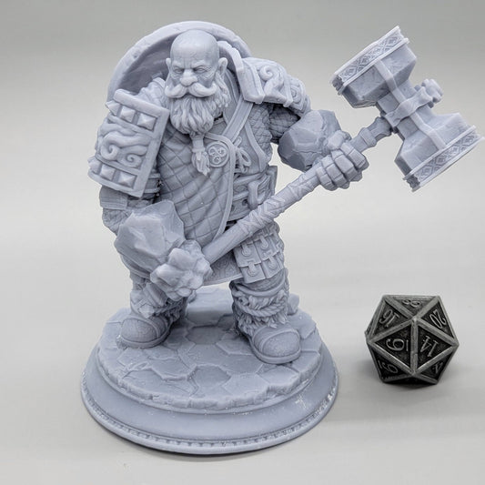Kilroy of Voksnja Earth Elemi Dwarf Cleric | 32mm & 75mm Resin Miniature | DM Stash