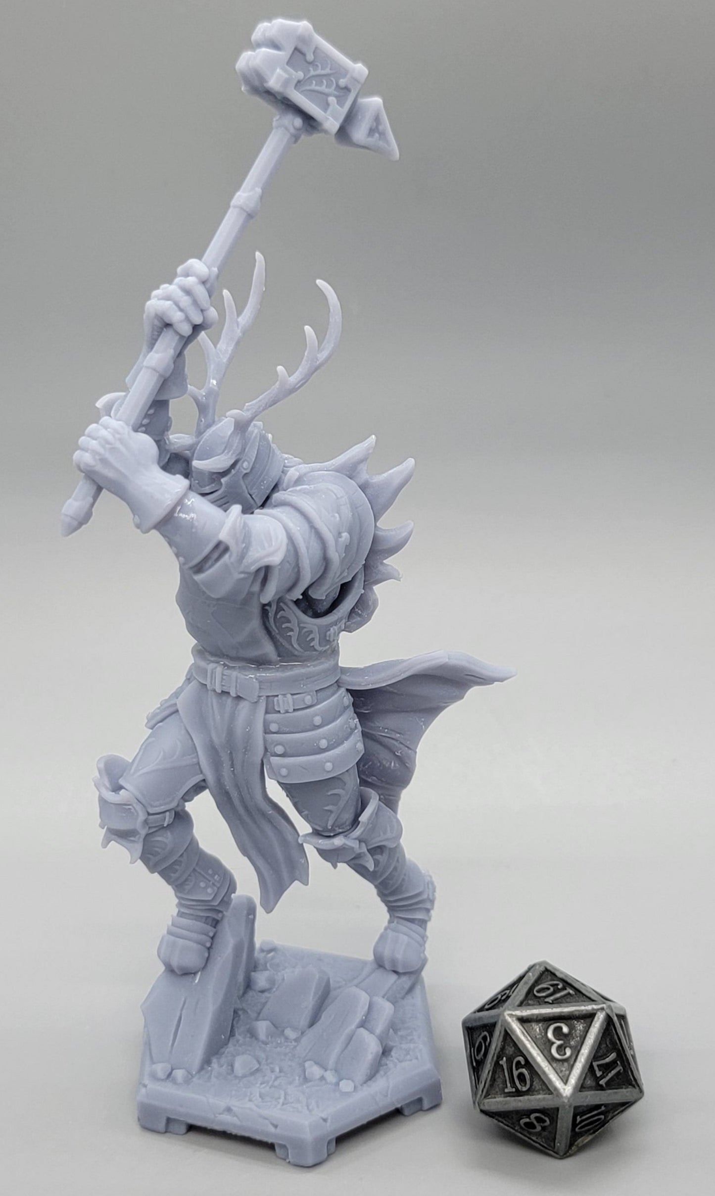 Royal Crusher Stag Knight Resin Miniature | 32mm & 75mm Scales | Dragun Studios