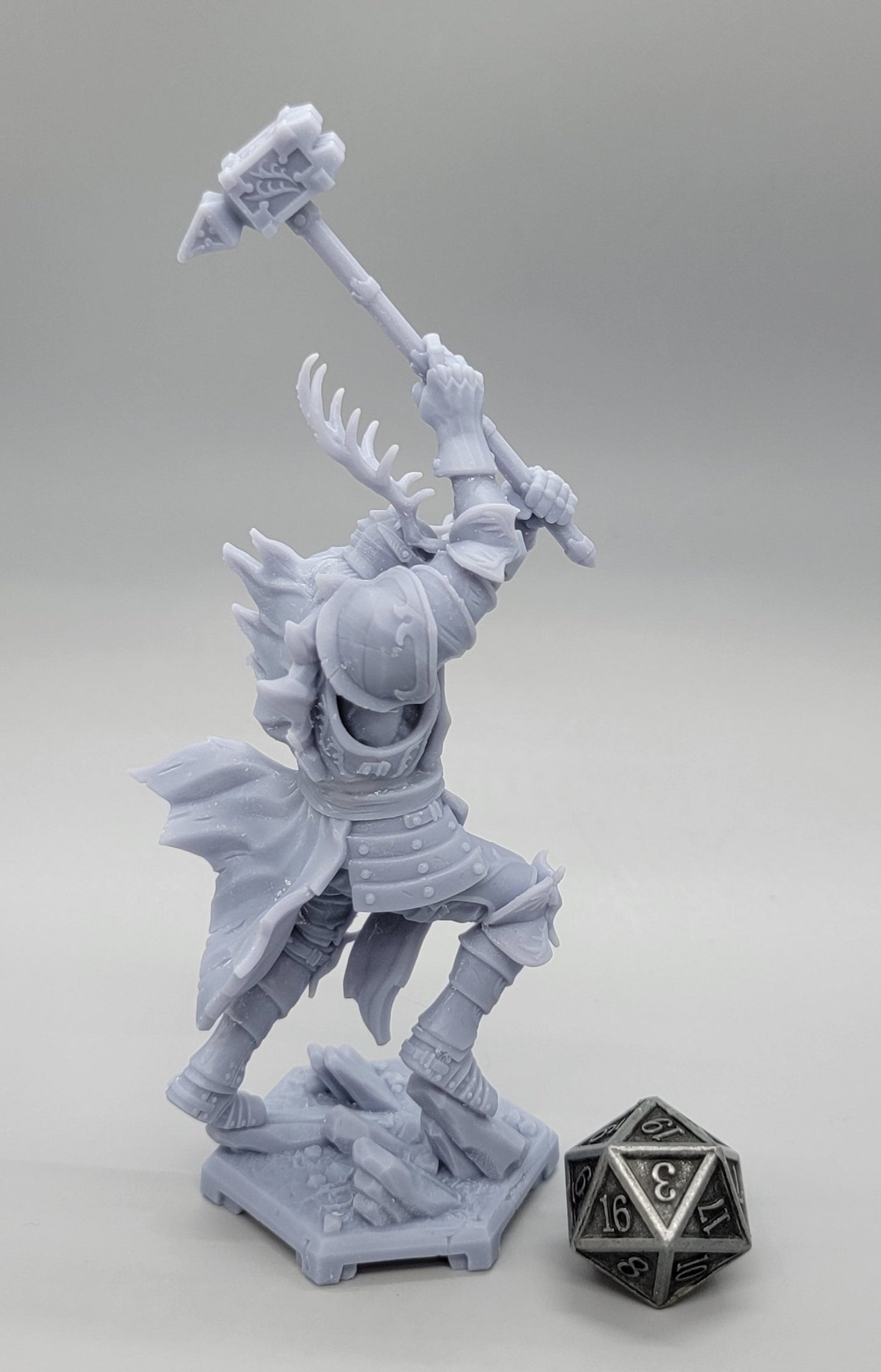 Royal Crusher Stag Knight Resin Miniature | 32mm & 75mm Scales | Dragun Studios