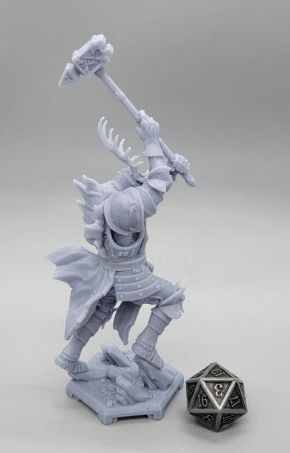 Royal Crusher Stag Knight Resin Miniature | 32mm & 75mm Scales | Dragun Studios