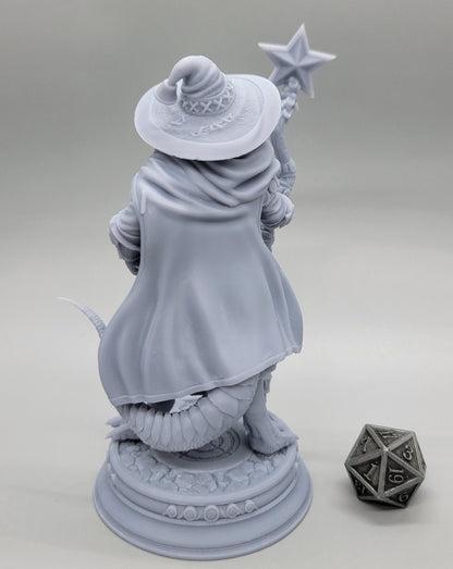 Ozmandi Starborn Silver Dragonkin Sorcerer | 32mm & 75mm Resin Miniature | DM Stash