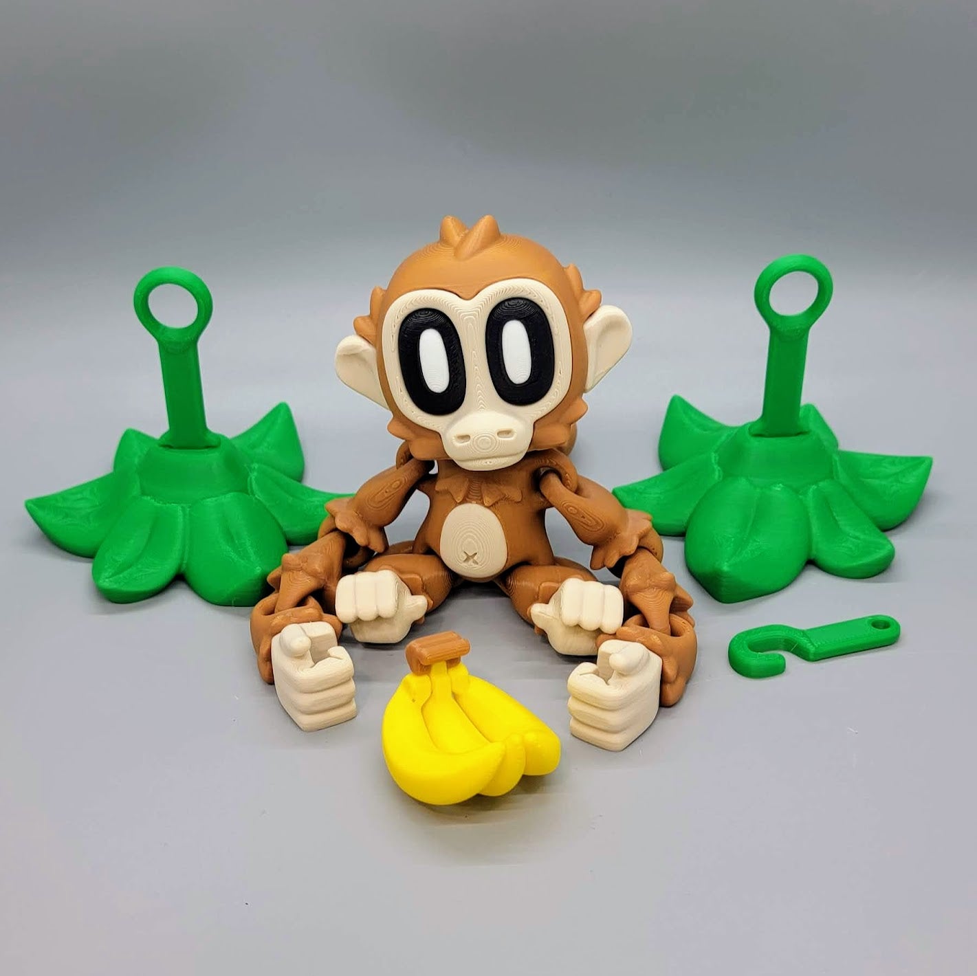 Articulated Blob Monkey Toy with Banana and Magnetic Leaves