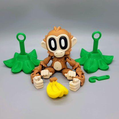 Articulated Blob Monkey Toy with Banana and Magnetic Leaves