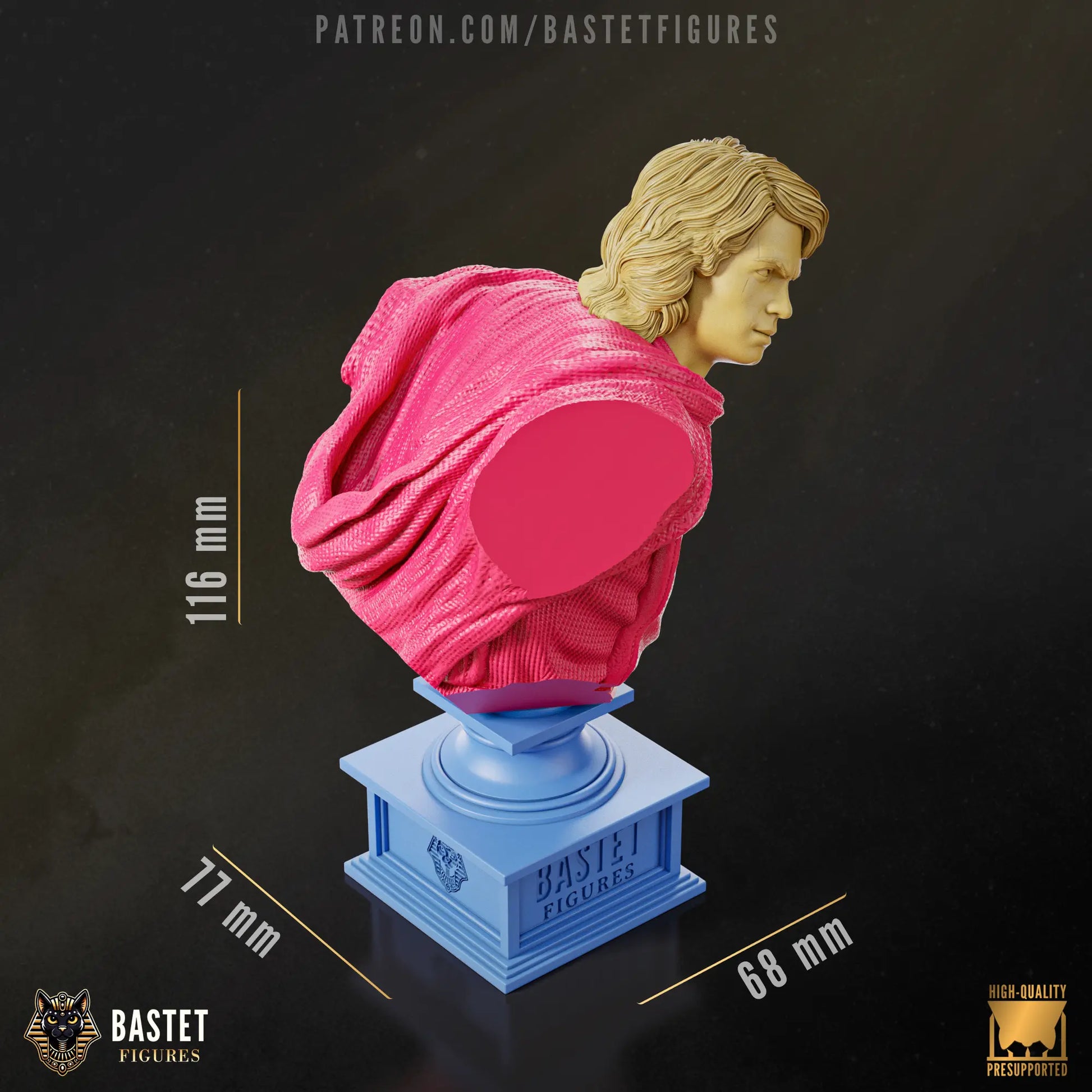 dimensions of assemble resin fan art bust of Anakin Skywalker