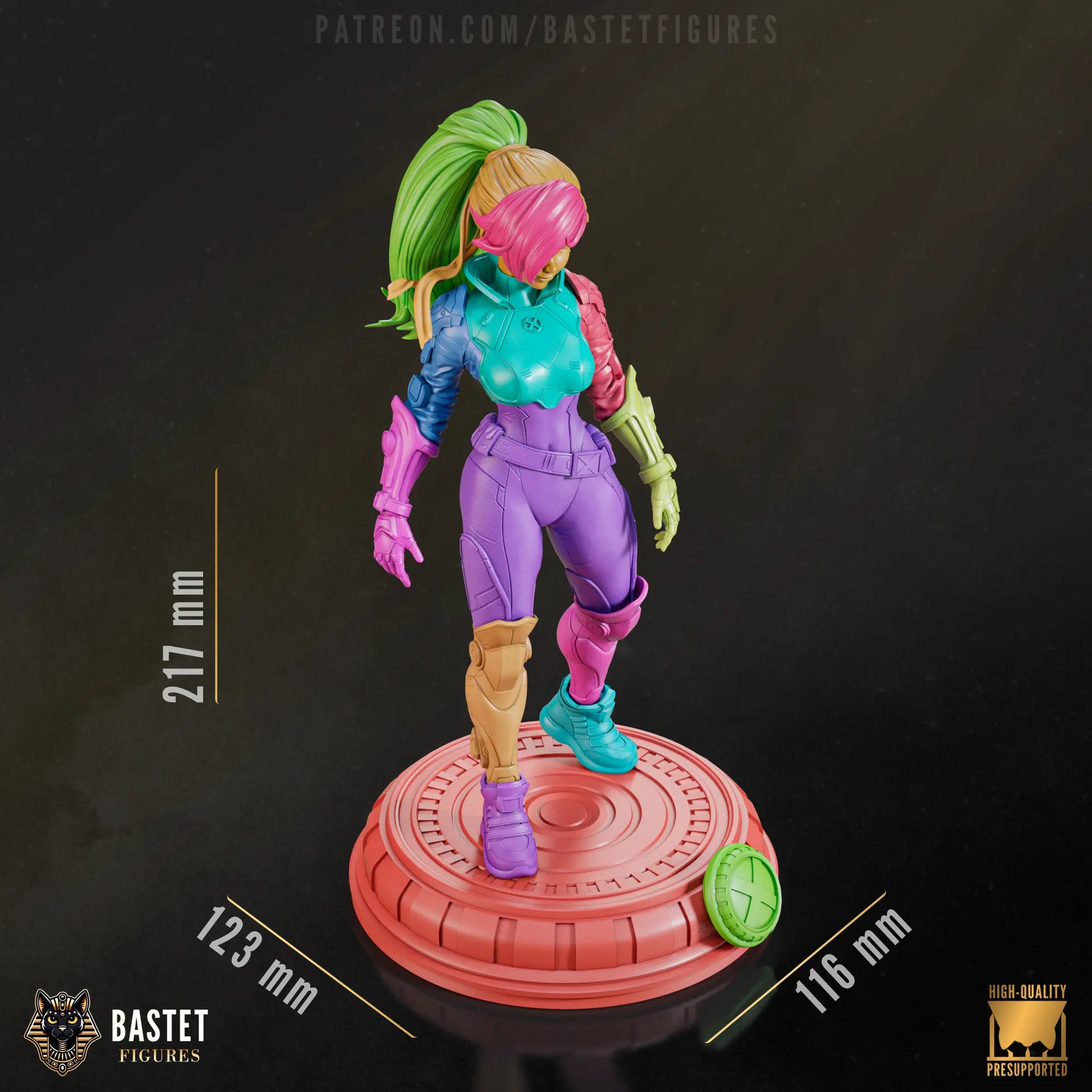 Dimensions of the full size 1:8 scale statue, and assembled pieces