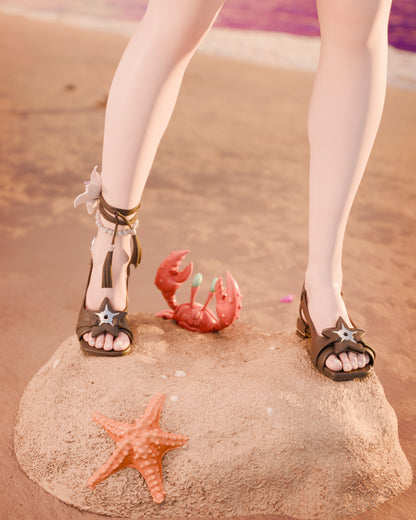 Close-up of 2B swimsuit figure beach base with crab and starfish details