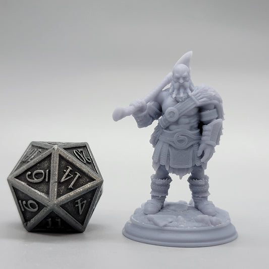 Print quality example of our Engineering-grade gray resin - 32mm Assembled Variant  - Dwarven Berserker