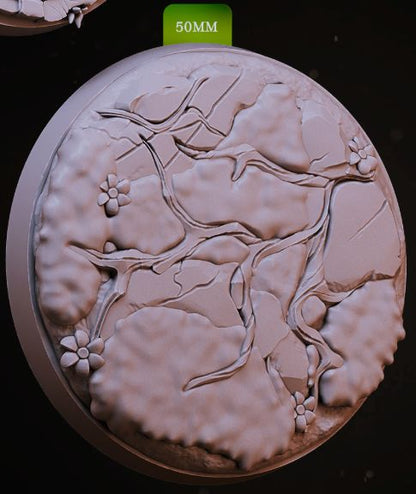 Woodland scenic resin bases in multiple sizes with forest and nature themed textures