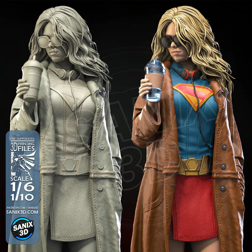 Supergirl resin fan art statue available in 1:6 scale and 1:10 scale display collectible with detailed sculpt and scenic base