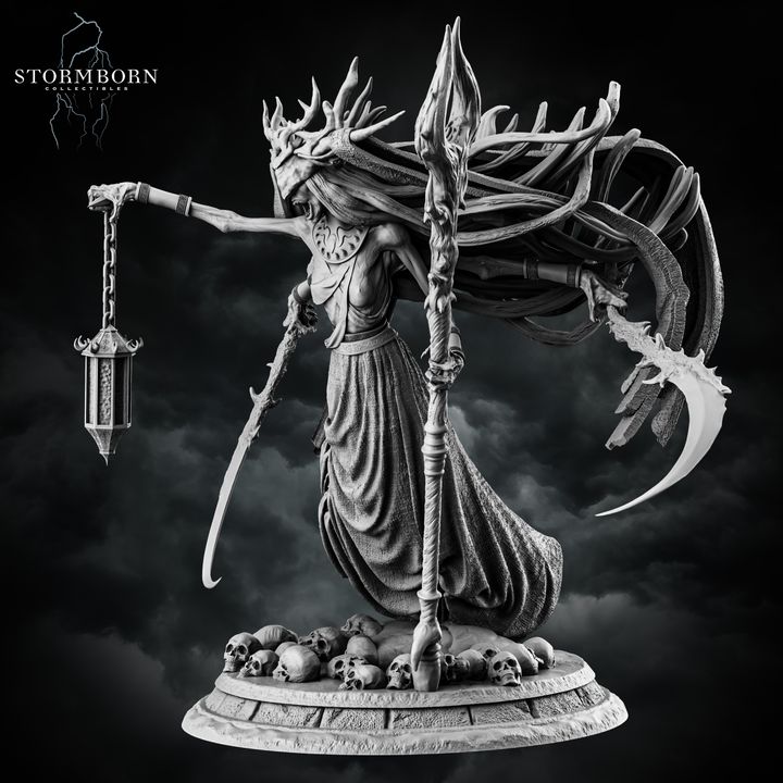 Banshee Queen left-side view with extended lantern and flowing robes