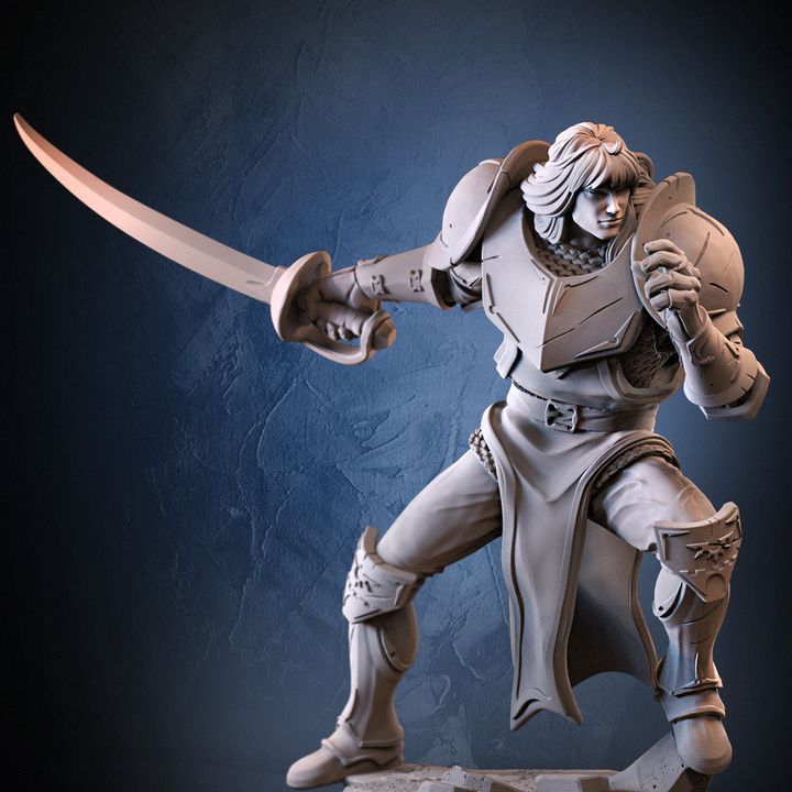 Lancelot v2 Heroic Knight Miniature in 32mm and 75mm scales.