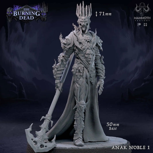 Anak Noble 1 miniature – undead warrior with crown and polearm, 71mm tall