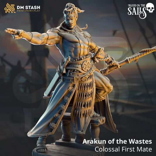 Arakun of the Wastes colossal first mate pirate miniature for D&D Pathfinder wargames