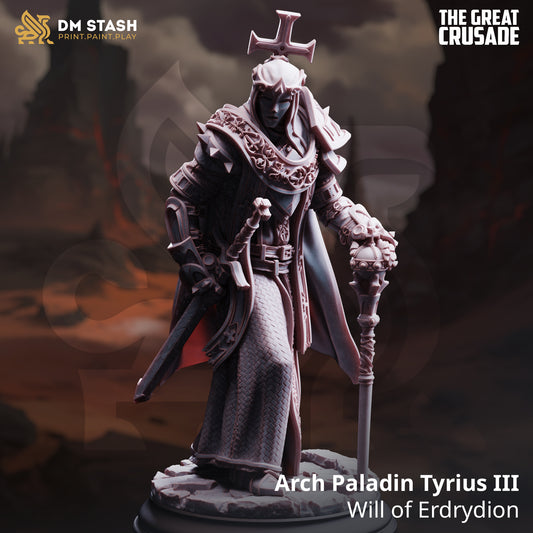 Arch Paladin Tyrius III Will of Erdrydion human resin miniature 32mm scale holy paladin base included