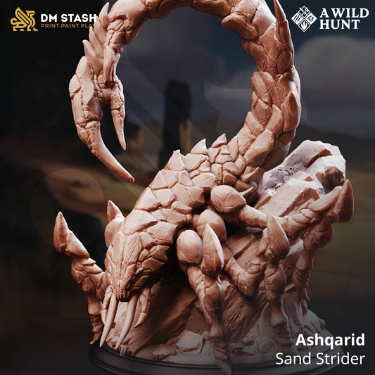 Ashqarid Sand Strider resin boss monster miniature for D&D and Pathfinder, available in 32mm and 75mm scales from D&K Custom Prints