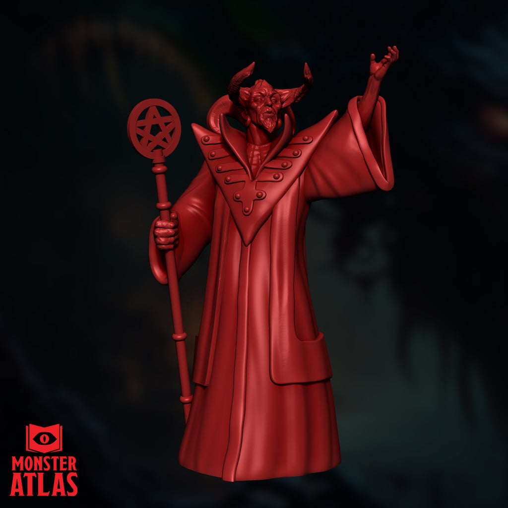 Asmodeus Lord of the Ninth resin miniature demon ruler with staff and flowing robes for tabletop RPG or dark fantasy display
