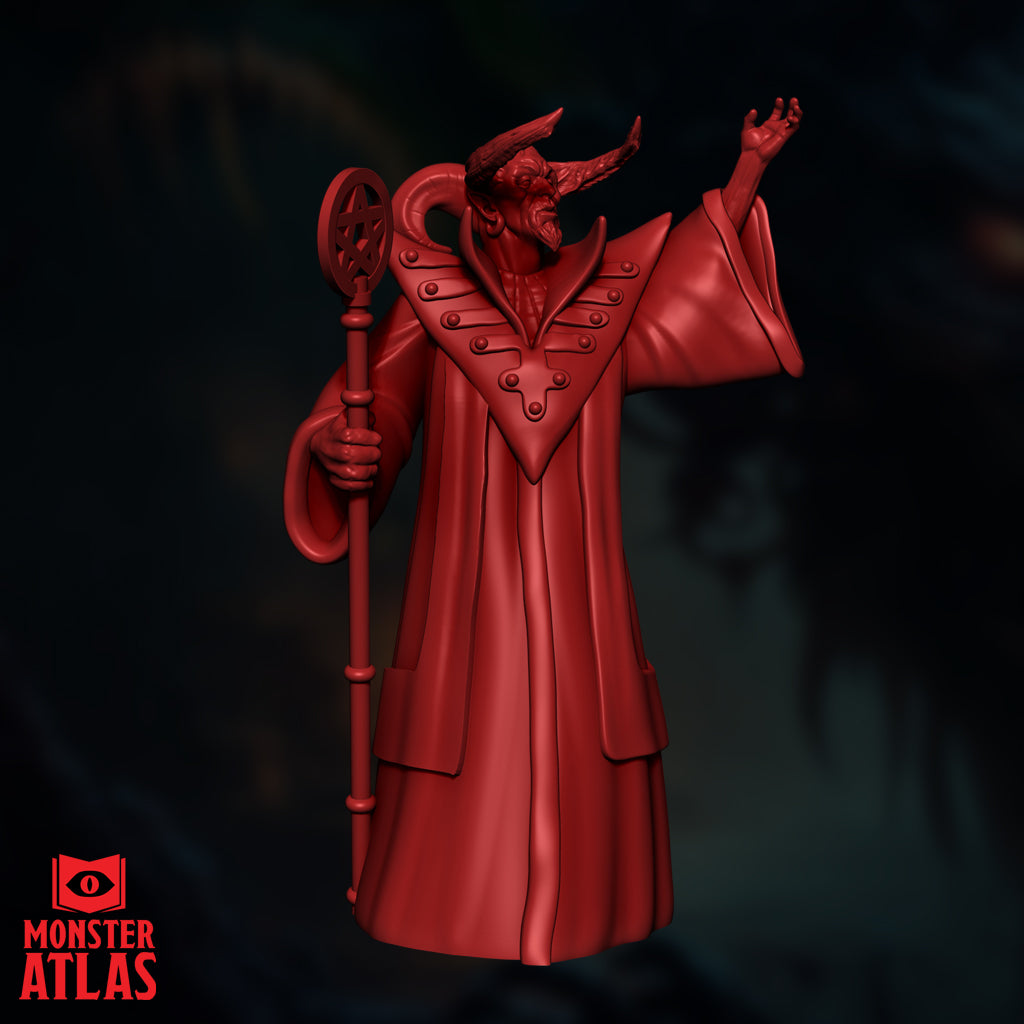 Asmodeus Lord of the Ninth resin miniature demon ruler with staff and flowing robes for tabletop RPG or dark fantasy display