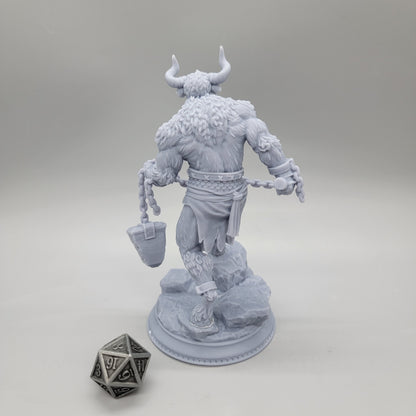 75mm variant of Minotaur - Chain Mace - engineering grade resin - gray - 16K printers
