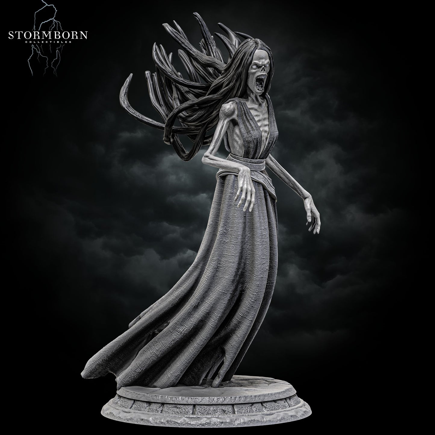 Banshee miniature right angle showing flowing dress and ghostly motion