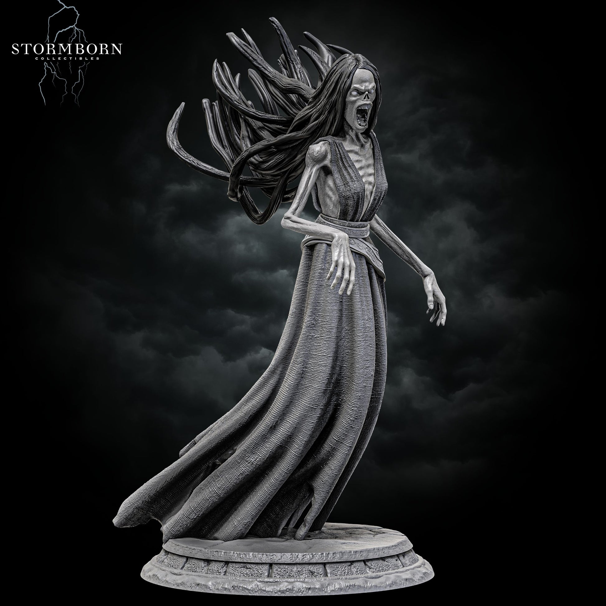 Banshee miniature right angle showing flowing dress and ghostly motion