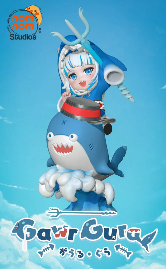 Chibi Gawr Gura digital render by Nomnom Figures front view