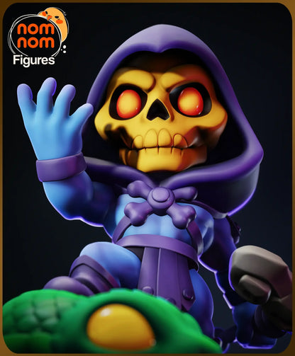 Closeup digital render of Chibi Skeletor