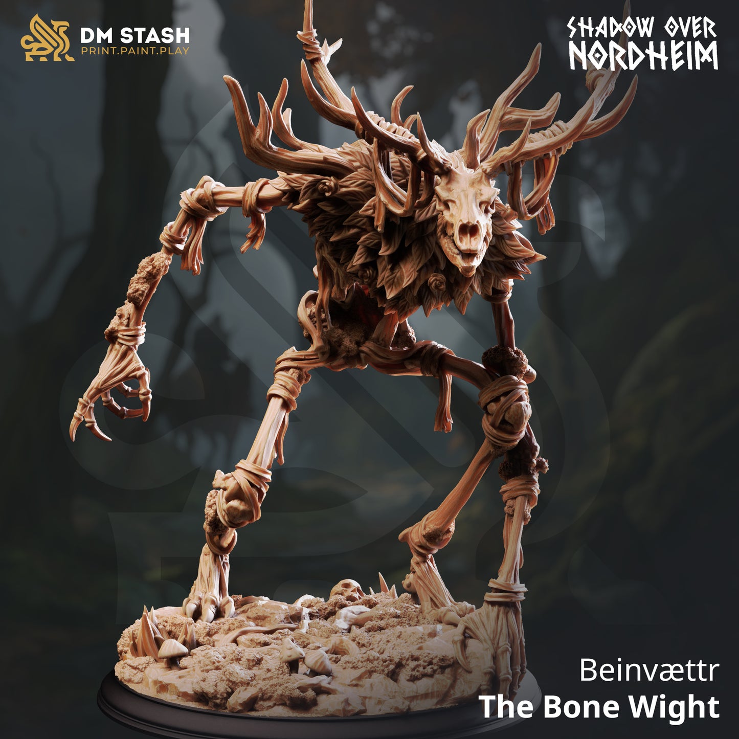 Beinvættr Bone Wendigo resin boss monster miniature on scenic base