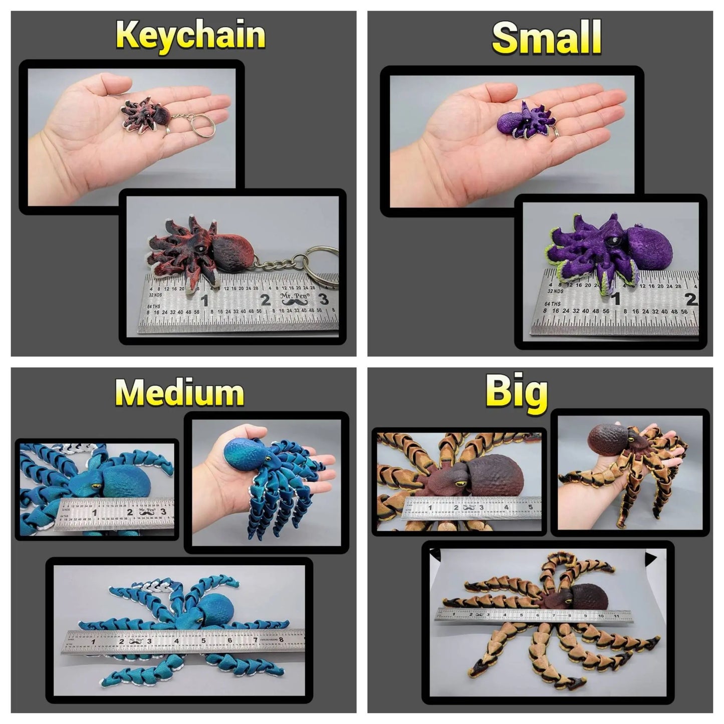 Flexi Octopus Toy, Keychain or Earrings