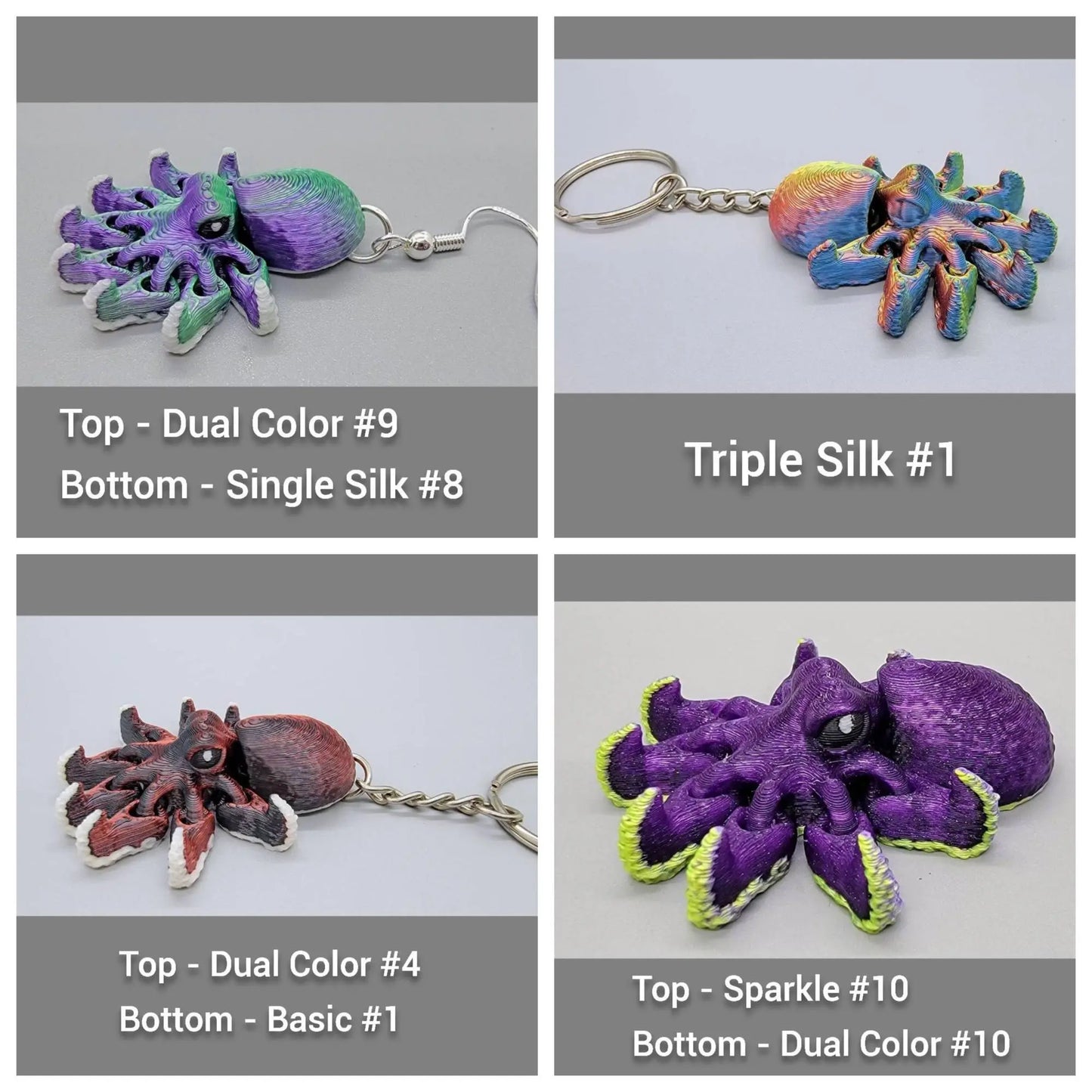 Flexi Octopus Toy, Keychain or Earrings