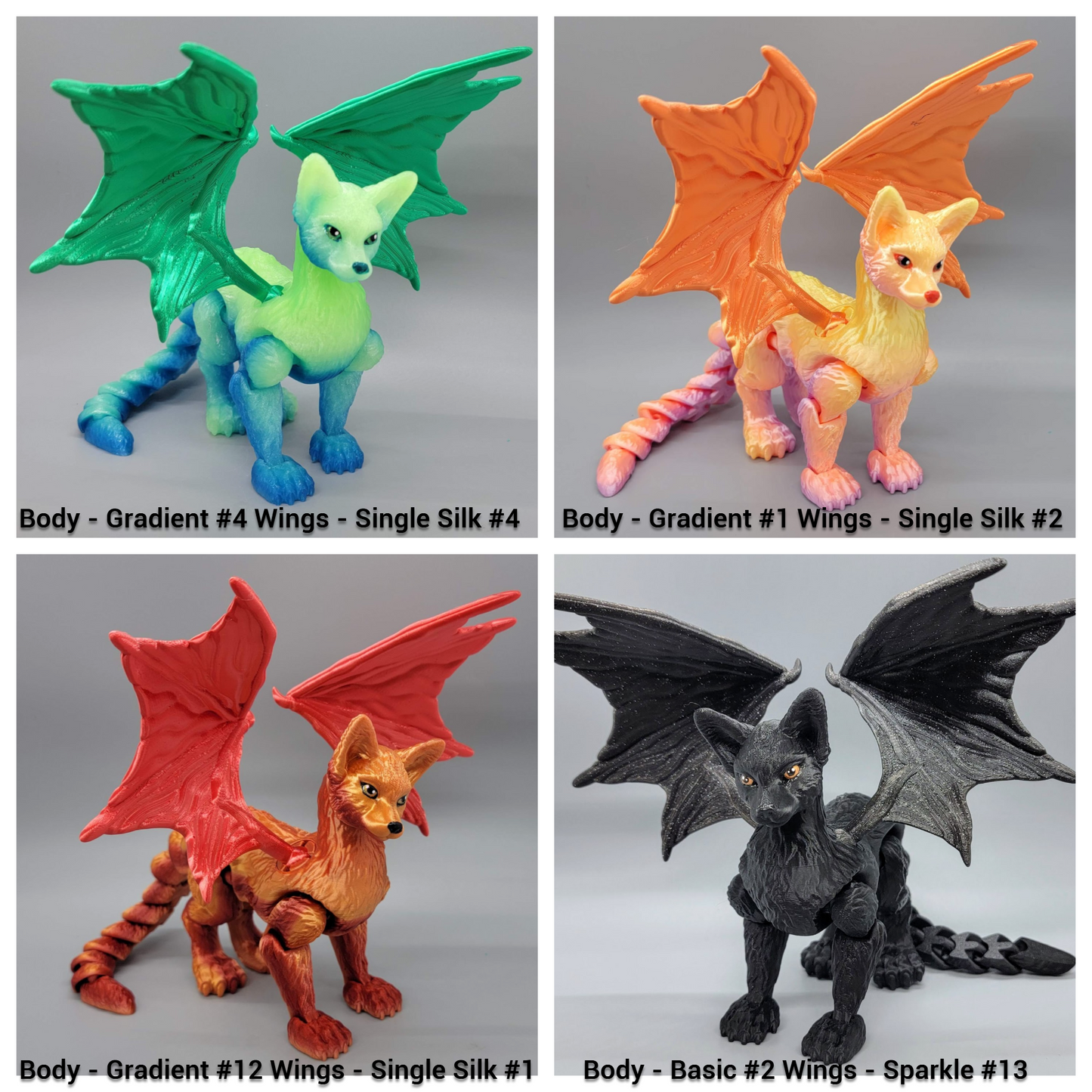 Juguete articulado de gato y dragón | Impreso en 3D | Peludo | Personalizado | Fidget | Elige el color
