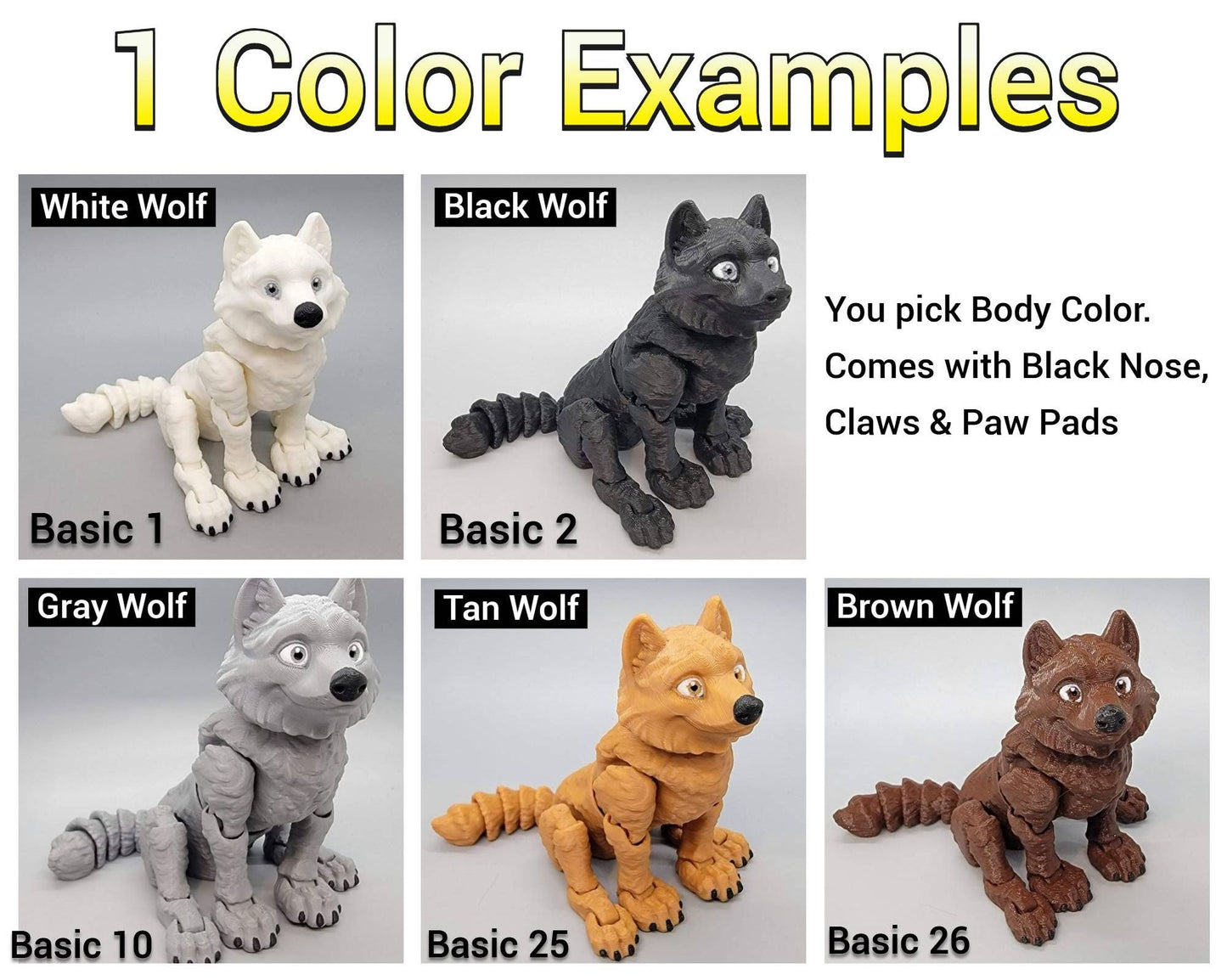 Custom Colors Wolf Toy