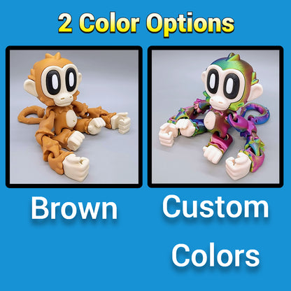 Articulated Blob Monkey Toy with Banana and Magnetic Leaves