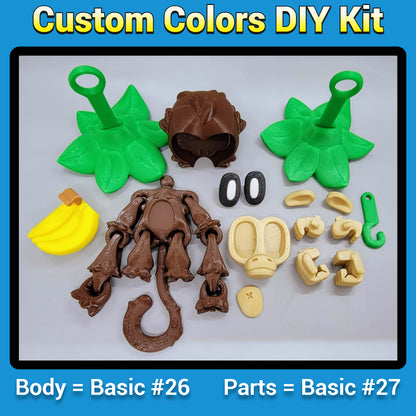 Articulated Blob Monkey Toy with Banana and Magnetic Leaves