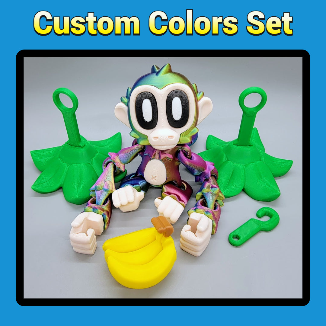 Articulated Blob Monkey Toy with Banana and Magnetic Leaves
