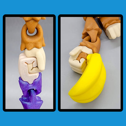 Articulated Blob Monkey Toy with Banana and Magnetic Leaves