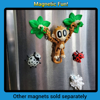 Articulated Blob Monkey Toy with Banana and Magnetic Leaves