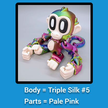 Articulated Blob Monkey Toy with Banana and Magnetic Leaves