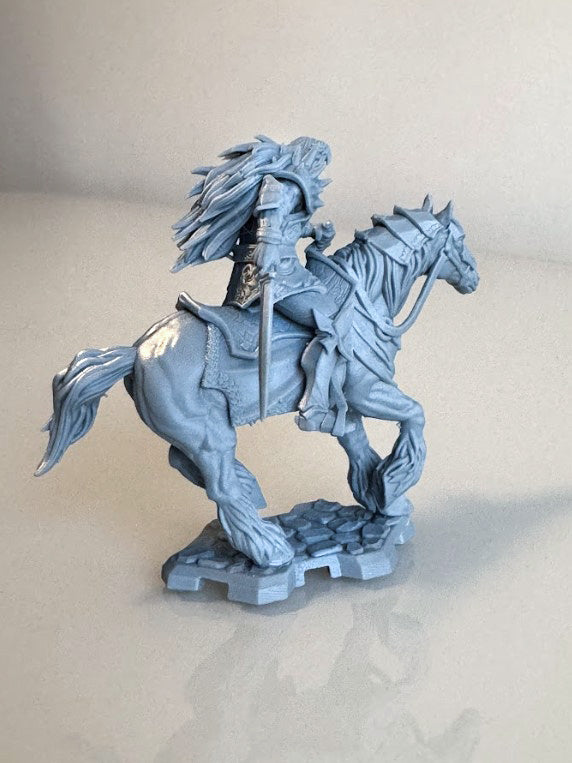 Knight Braford mounted resin miniature riding warhorse with sword – available DIY Kit, Raw, Primed, Painted